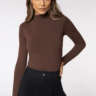 Blusa Longa Gola Alta Sem Costura Feminina Lupo