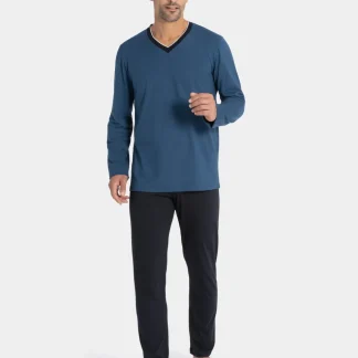 Pijama comprido de homem em algodão