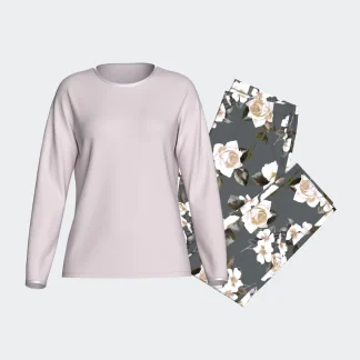 Pijama de mulher estampado floral em Modal