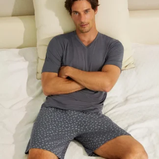 Pijama curto de homem em Lyocell