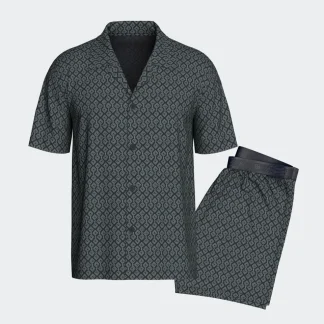 Pijama curto com botões de homem em Lyocell