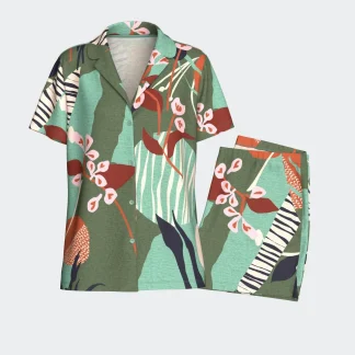 Pijama curto de mulher com botões em Modal