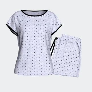 Pijama de mulher curto às bolinhas em Modal